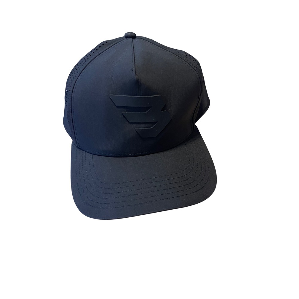 Burlebo Mens Performance Snapback Hat Black Laser Perforated Breathable Cap I13